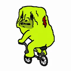 rob riding away on a bicycle much too small